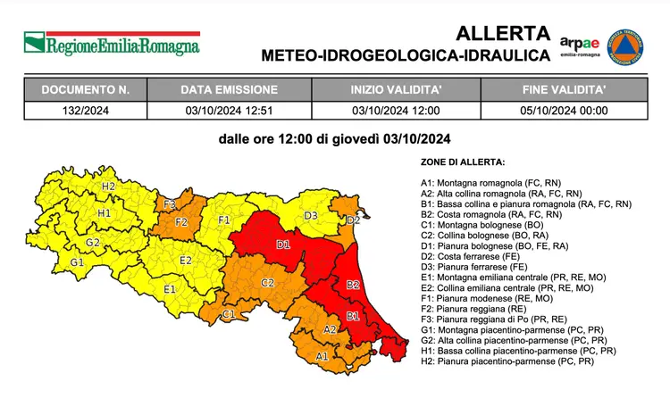 Allerta meteo Emilia-Romagna